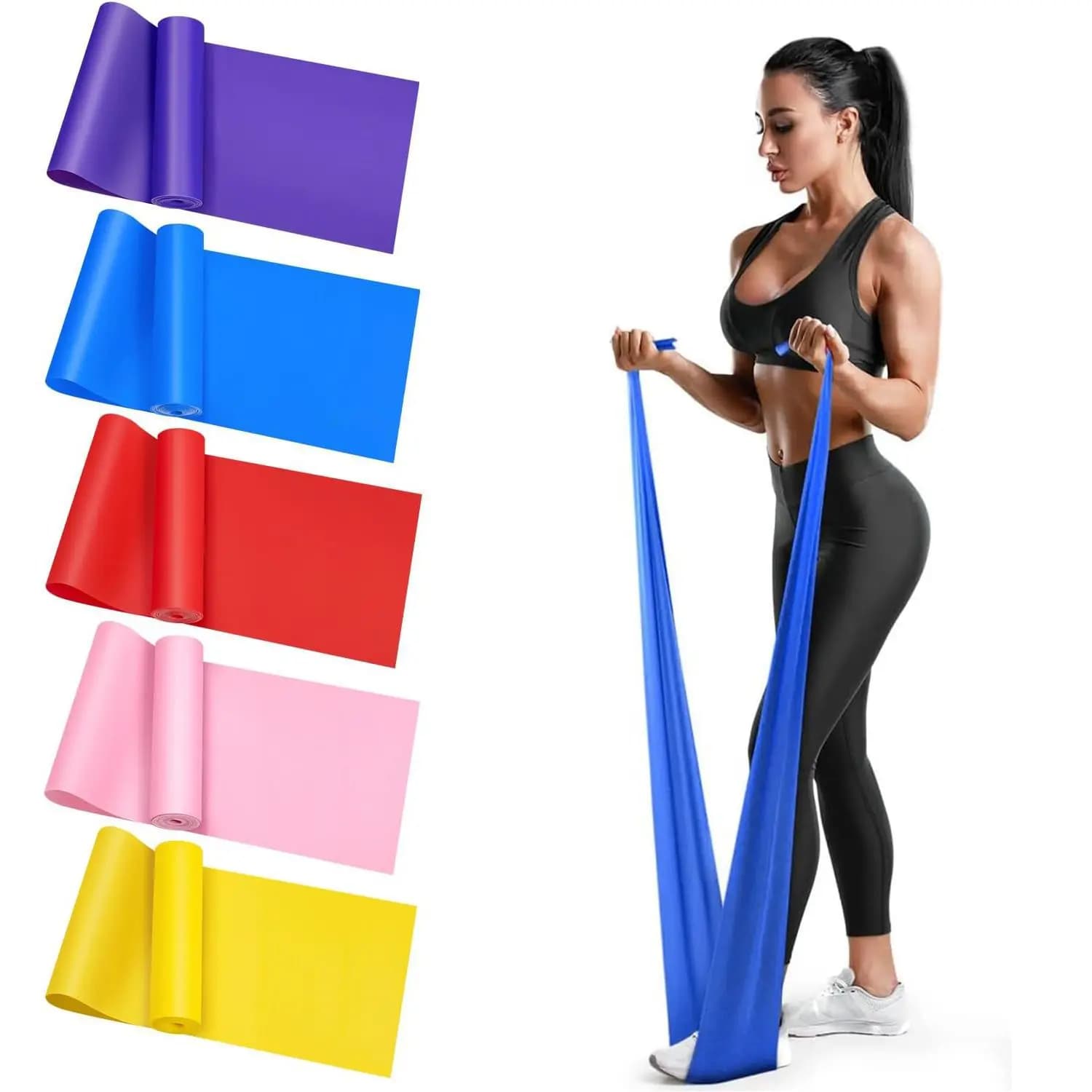 Resistance band for yoga, pilates, elastic bands for long training for physical therapy, elastic band for home gym strength exercises for lower body