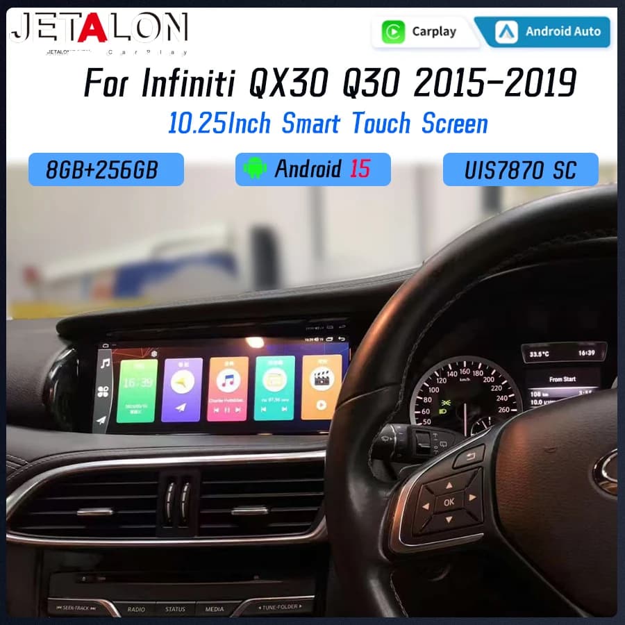 Car Radio Android15 For Infiniti QX30 Q30 2015-2019 Wireless Carplay OEM STYLE Screen GPS Navigation Multimedia Video Player