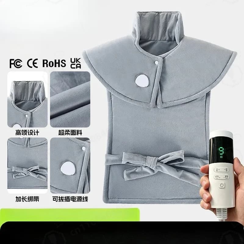 Electric Heating Shawl with Intelligent Timer Turtleneck Design Warm Blanket for Back Shoulder and Neck Heat Therapy Pad
