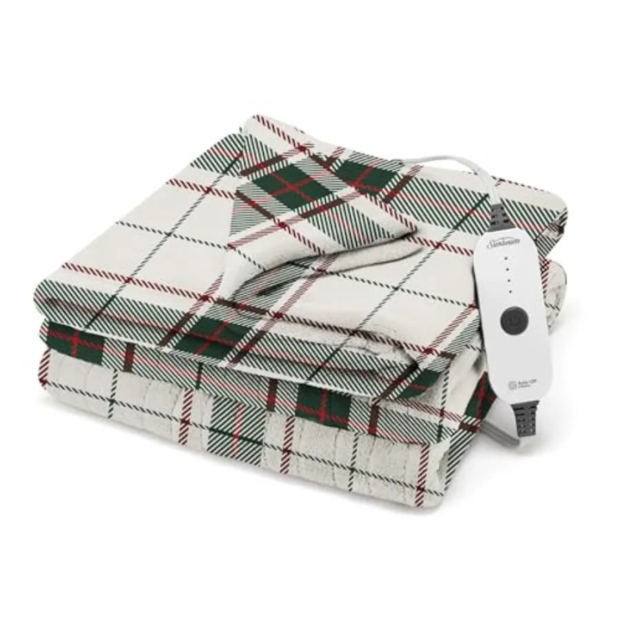 Coperta Elettrica Royal Posh con 4 Impostazioni di Calore, Spegnimento Automatico dopo 4 Ore, Riscaldamento Rapido, Calda e Confortevole, Motivo a Quadri, 50" x 60