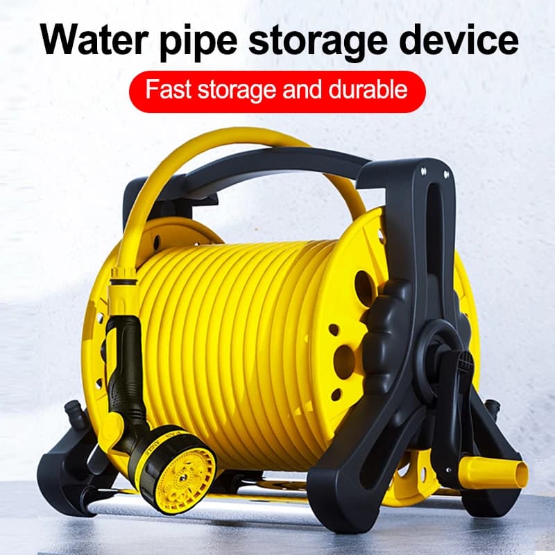 Tubo per lavaggio auto, pistola ad acqua, organizer, grande tubo giallo, tubo da giardino per auto, avvolgitubo, tubo flessibile, organizzatore, manufatti per irrigazione per lavaggio auto