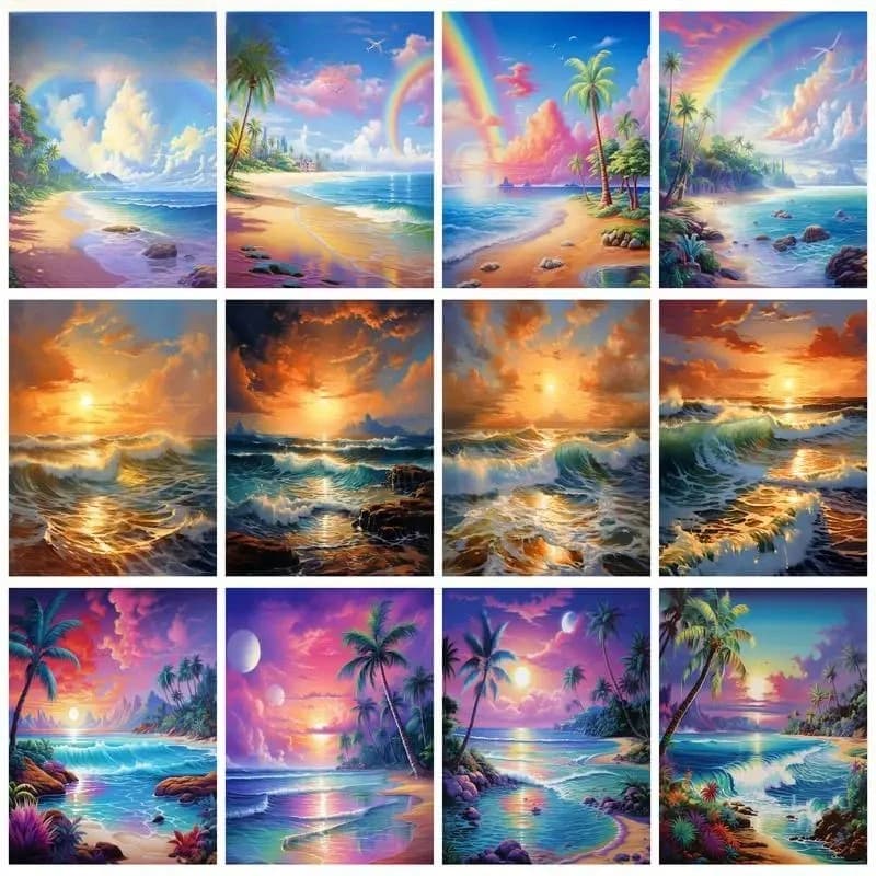 Diy 5D Diamond Painting Rainbow Landscape Embroidery Mosaic Full Square/Round Cross Stitch Home Decoration Gift,frameless