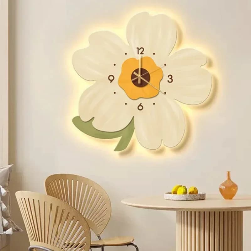 Flower-shaped Wall Clock Slient Usb Charge Home Decorative Clock Hanging Hotle Creative Crystal Porcelain Living Room A733