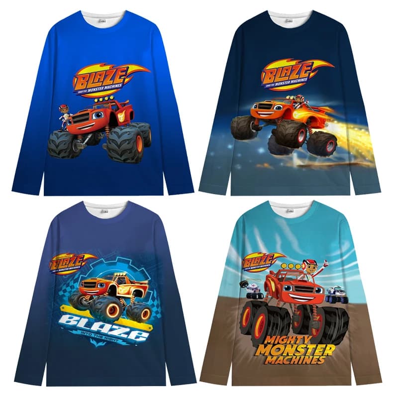 Blaze e le macchine dei mostri Felpa Abbigliamento per bambini Ragazzi Ragazze Blaze Car Tops Periferiche dei cartoni animati Girocollo Abbigliamento Regalo