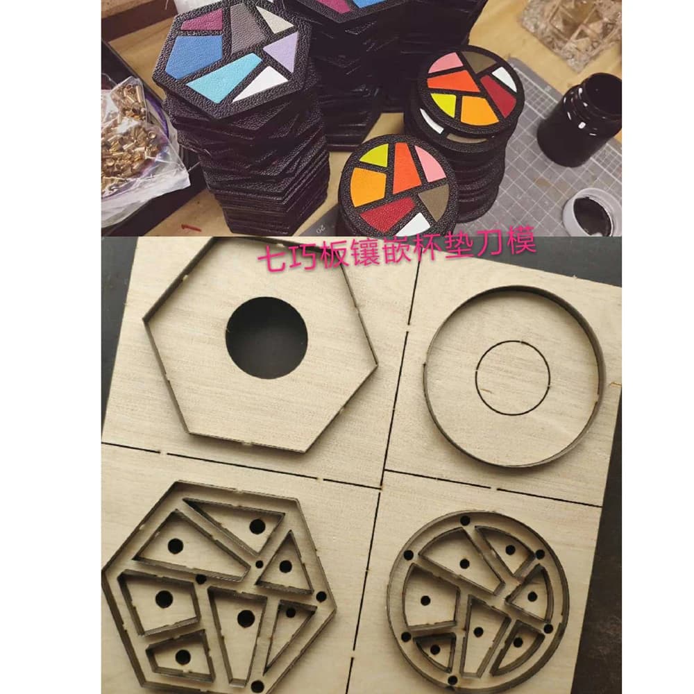 set di strumenti per punzonatura per macchina a mano fai da te set di tappetini per tappetini per tazze set di design artigianale in pelle intarsio puzzle stampo per coltello da taglio