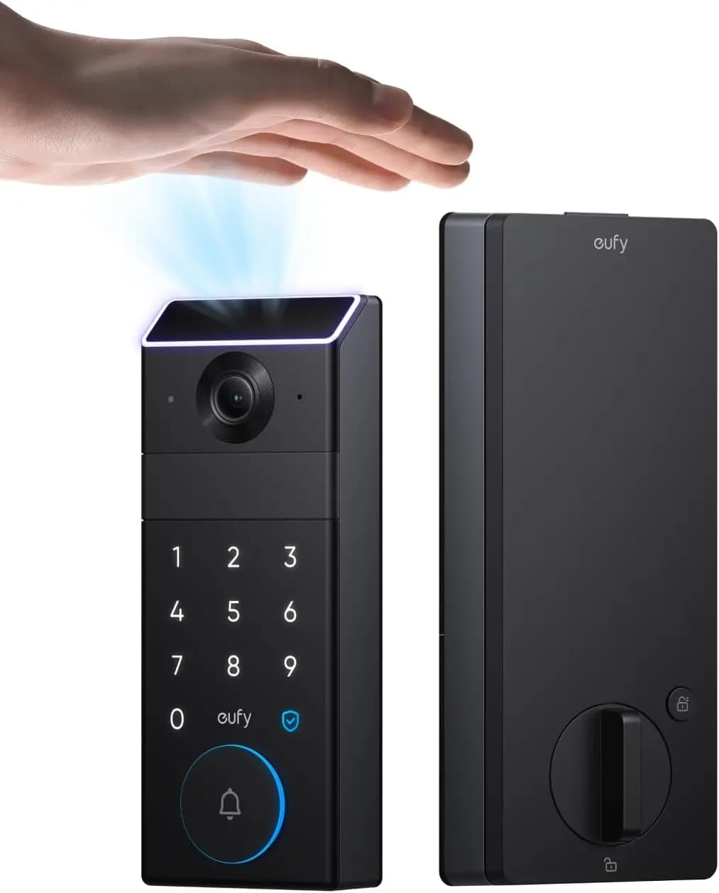 Serratura Intelligente con Riconoscimento del Palmo, Telecamera 2K e Sensore di Movimento - Accesso Senza Chiave, Senza Canone Mensile