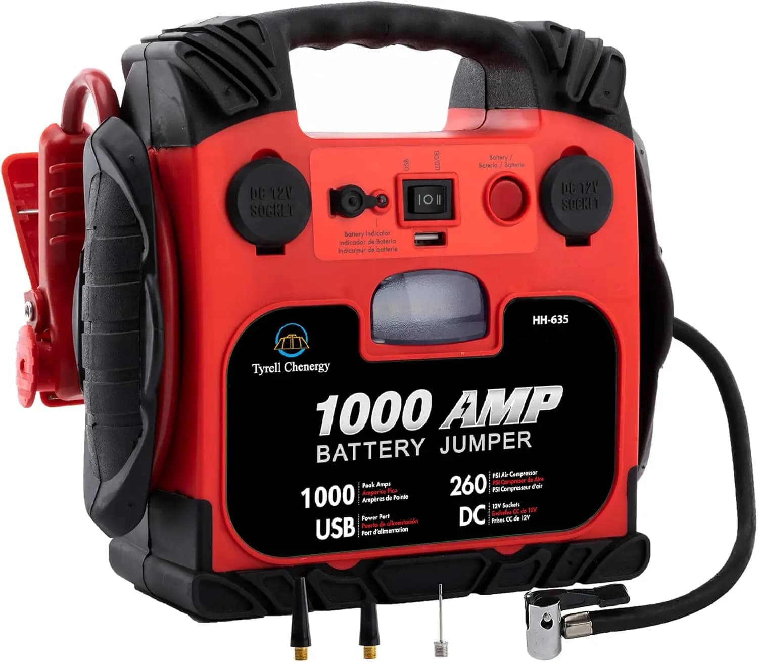 Avviatore di Emergenza Portatile per Auto con Compressore d'Aria, Gonfiatore Pneumatici 260PSI, Booster 1000Amp per Motori Benzina/Diesel