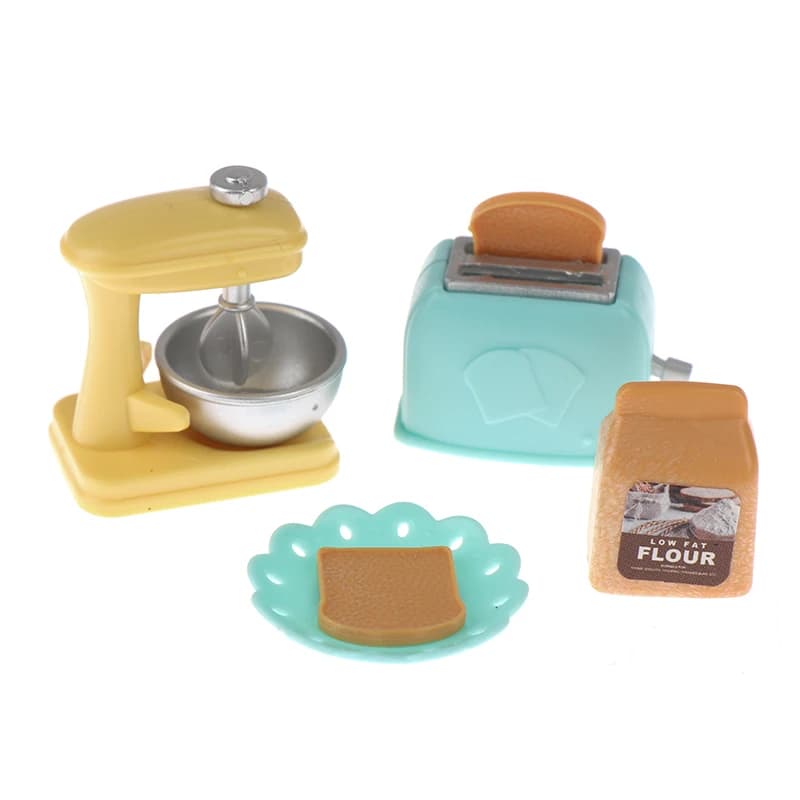 1:12 Mini Baking Machine For Dolls Home Tostapane Frusta Weighing Plate Food Cooking Knife Pattumiera Kitchen Set for Dining Car