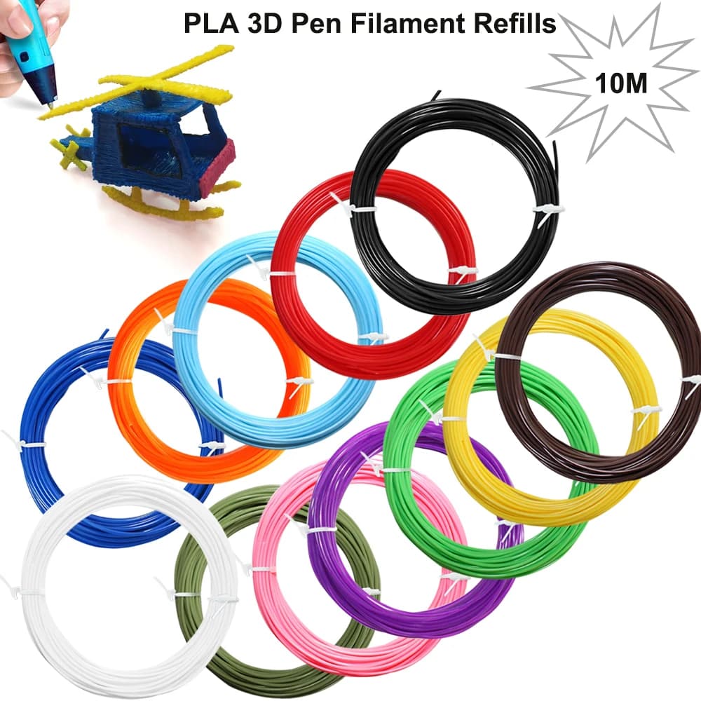 10 m PLA Colorful Safety Plastic 3D Pen Filament / 1,75 mm Diameter for 3D Printing Pen 12 Color Options Available
