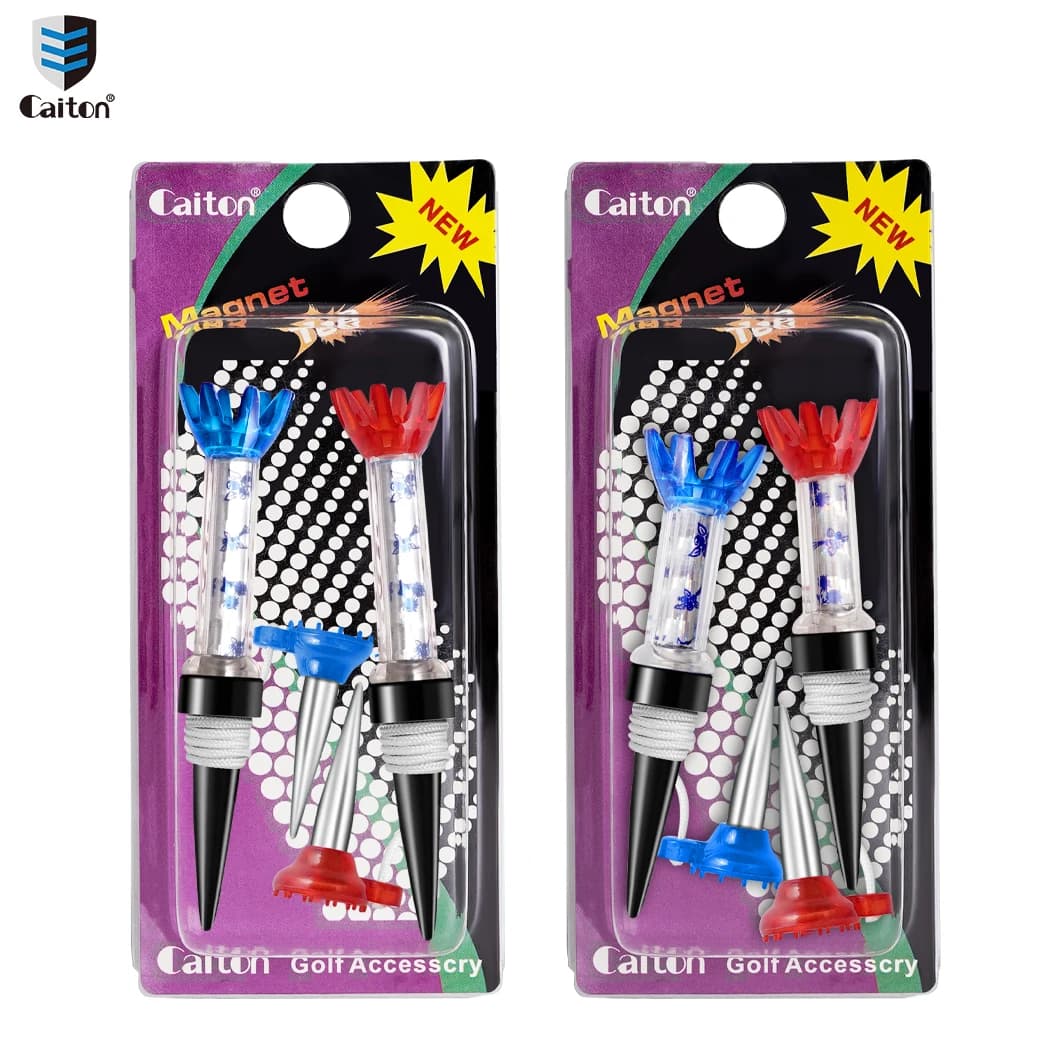 Set di 2 Tee da Golf Magnetici Caiton 70mm/80mm, Design Rimovibile, Meno Attrito, Durevoli e Flessibili, Accessori per Allenamento Golf