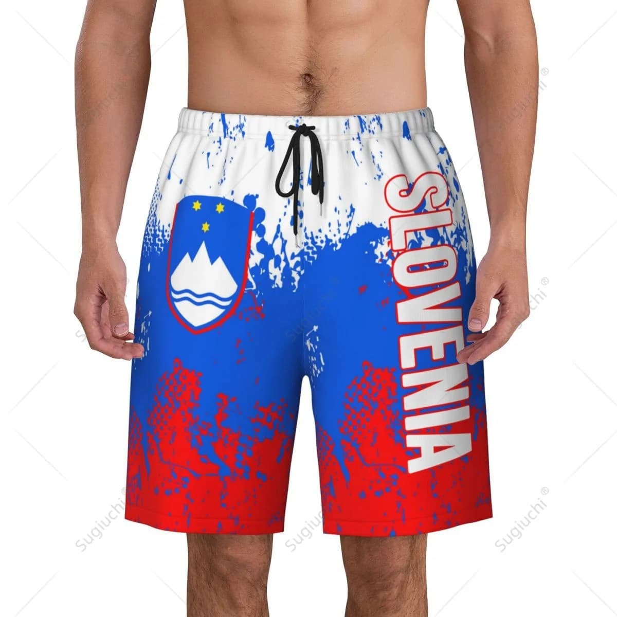 Men's Slovenia Flag Beach Pants Board Shorts Surfing Boys Soccer Cycling Swimwear Running Polyester