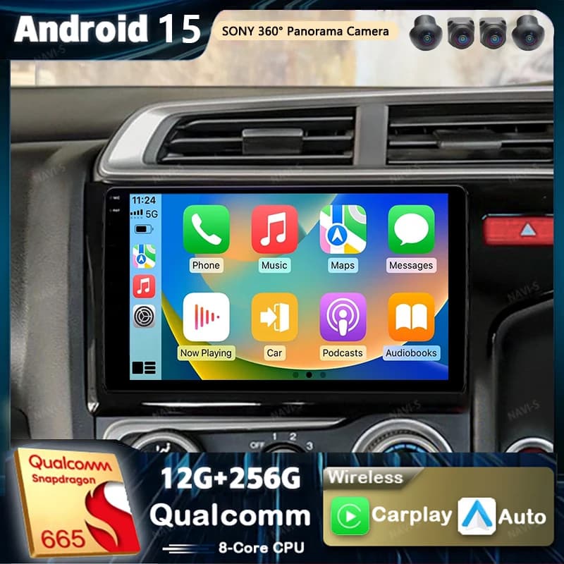Android 15 Per Honda Jazz 3 2015-2020 Fit 3 GP GK 2013 -2020 RHD 2K QLED Stereo Autoradio Lettore Video Multimediale GPS 4G CarPlay