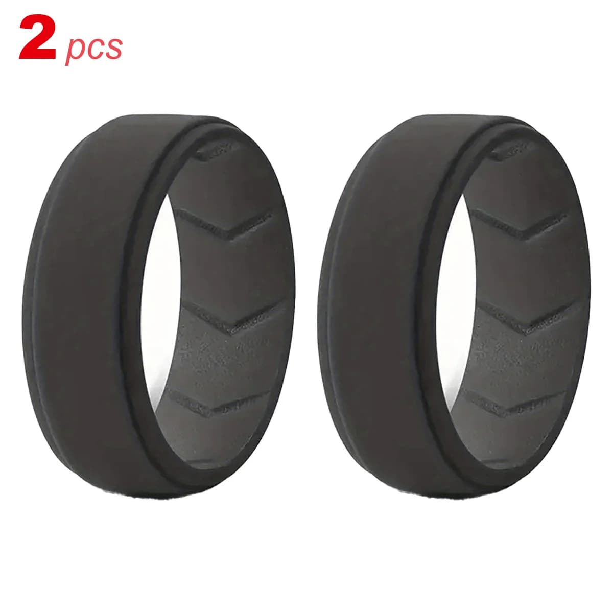 Fedi nuziali da uomo in silicone morbido e confortevole da 2 pezzi con scanalature Eleganti anelli neri per mariti Padre Regalo perfetto per lo sport