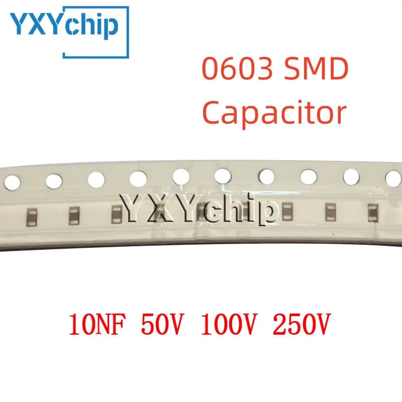100 pz 0603 10NF 50V 100V 250V 10% 103K X7R 1608 SMD Chip condensatore ceramico multistrato
