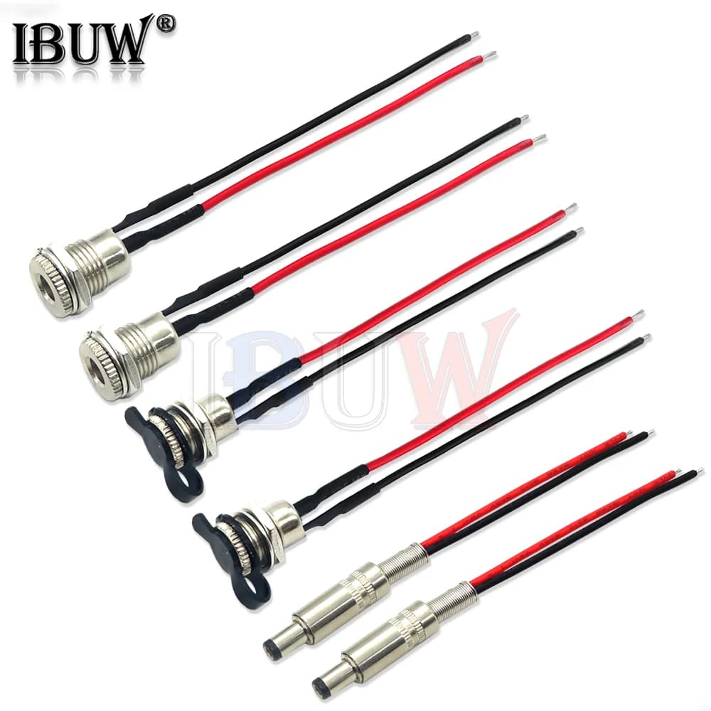 1 PZ DC099 5.5x2.1mm 2.5mm DC socket male adapter connector with cable 20AWG 10 cm 20 cm DC-099 with waterproof cap