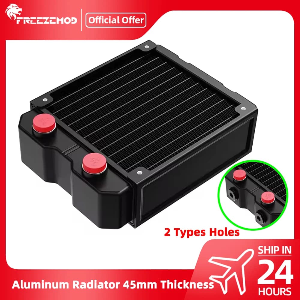 FREEZEMOD 120mm Radiator 45mm Thickness Double Layer Aluminum 12CM Heat Sink Fan Row 5 PC holes Two-layer water cooling ROHS SR-120SL