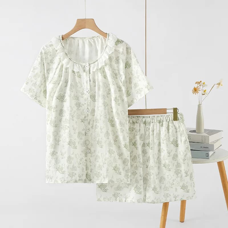 Women's Pajamas 100%Cotton Autumn Spring Long Sleeve Soft Sleepwear Set Pyjama Woman Home Nightwear Set