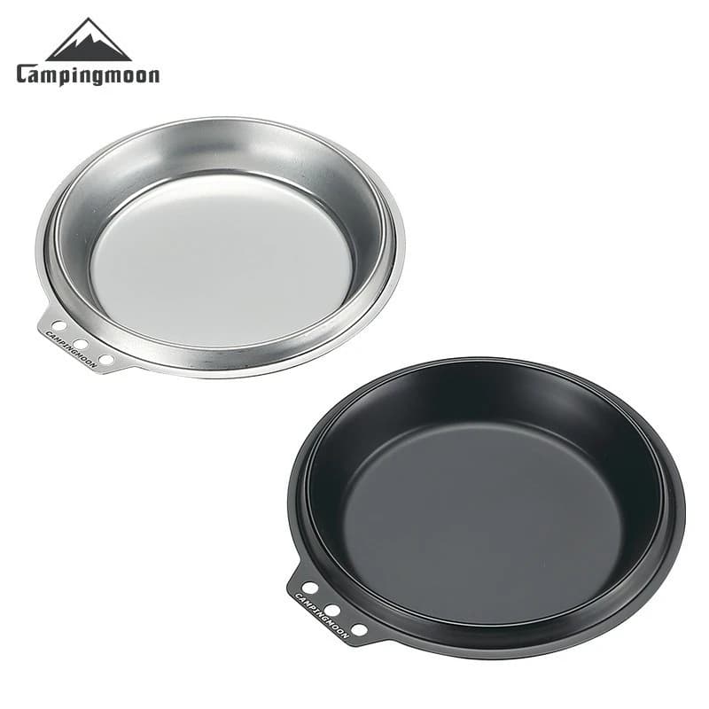 CAMPINGMOON Stainless Steel Deep Bowl for Snow, Bowl Cover, Camping Plate, Dipping Plate, Stainless Steel Plate