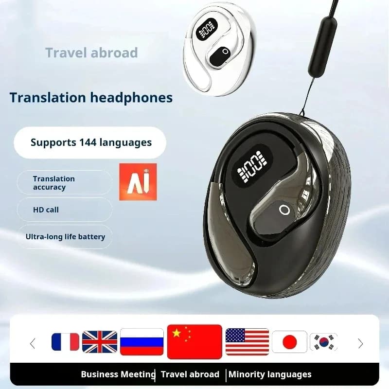 Auricolari Bluetooth Wireless Origin per Telefono con Traduzione AI in Tempo Reale, Cuffie OWS con Gancio per Orecchio, Chiamate HD e Musica
