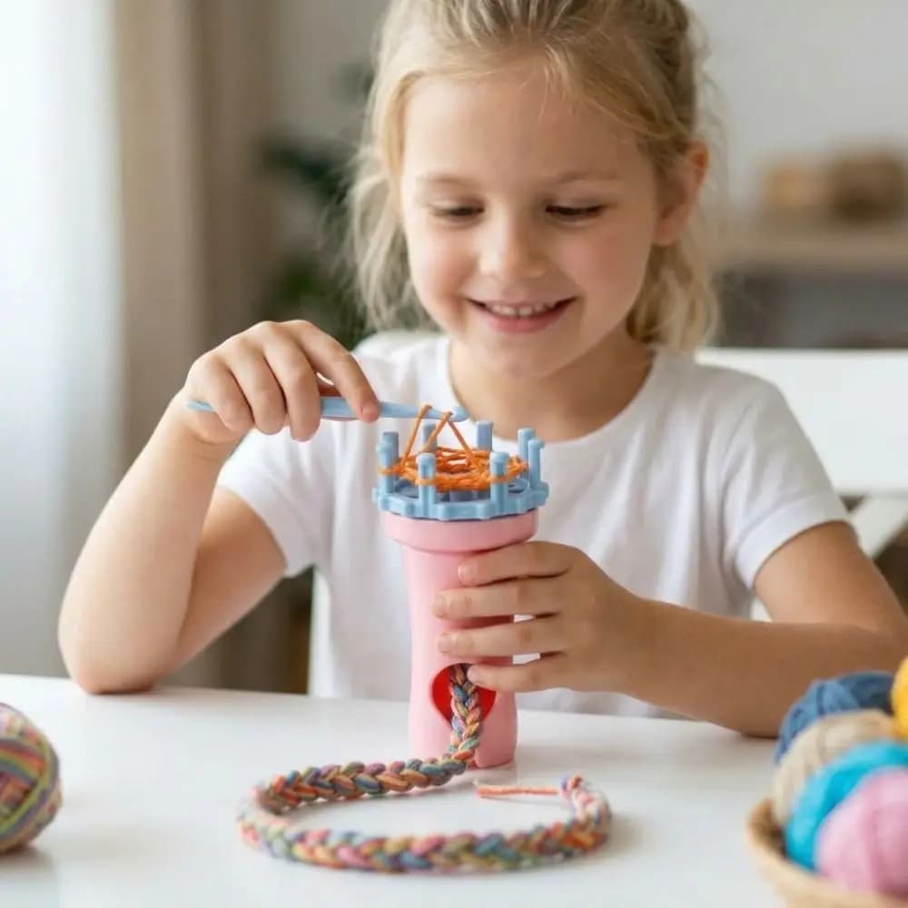 Plastic Spool Knitter Round Shape Manual Weaving Lacing Machine Changeable Heads DIY Craft Knit Spool Loom Scarf Weaving