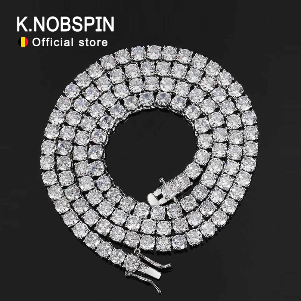 KNOBSPIN collana da Tennis in Moissanite a doppia serratura in argento Sterling 925 D VVS1 con diamanti con certificati GRA catena da collo gioielleria raffinata