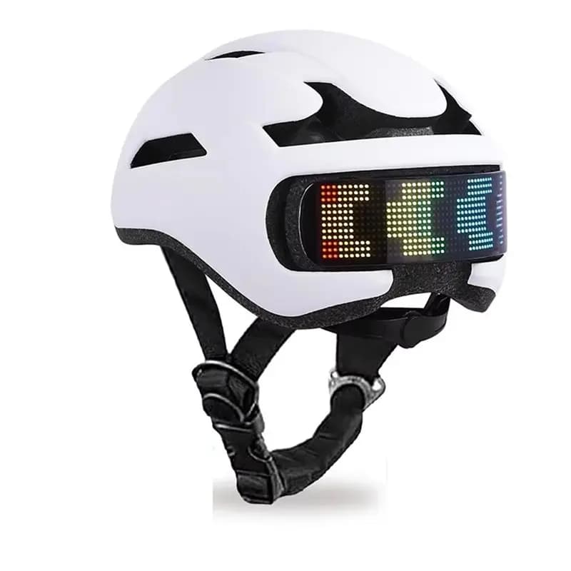 【MUST-HAVE】Casco da bici LED controllato da APP intelligente con schermo di visualizzazione Copricapo da ciclismo su strada per bicicletta fanale posteriore