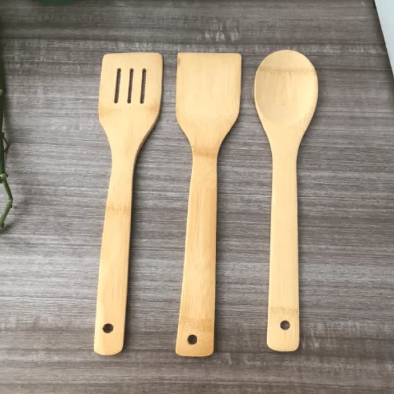 3pcs/set Non Stick Frying Pan Spatula Rice Spoon Spatula Bamboo High Temperature Resistant Cooking Tool Home Supplies