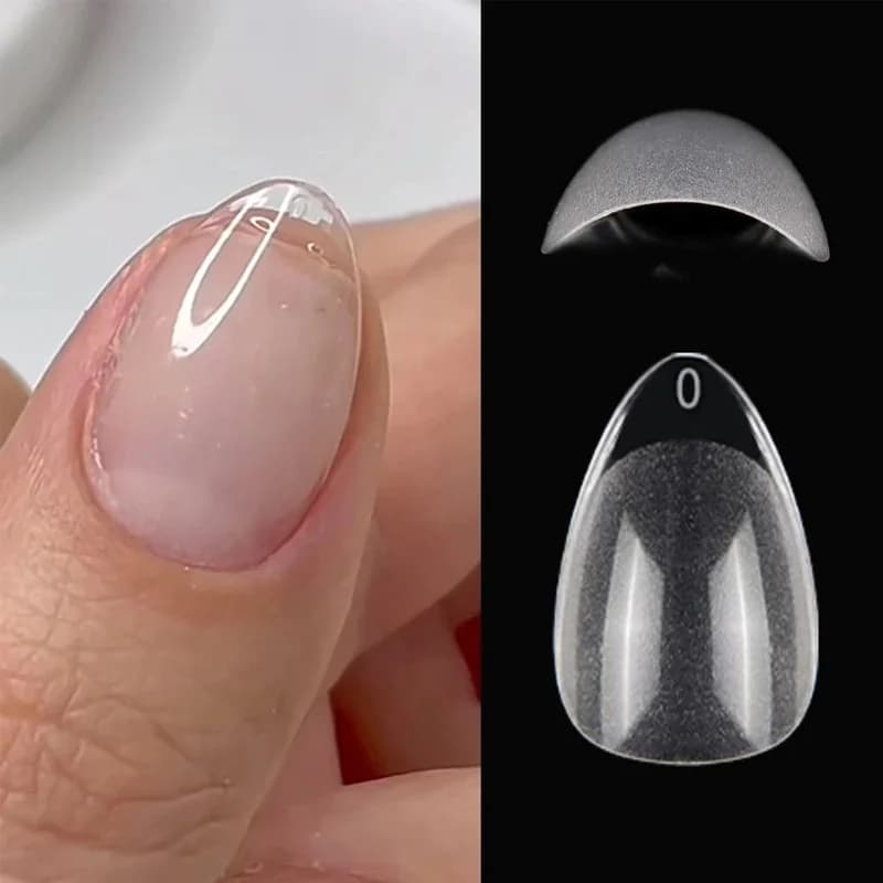 120 extra short almond bare nail tips XXS, semi matte soft gel, complete cover for fake nails for small