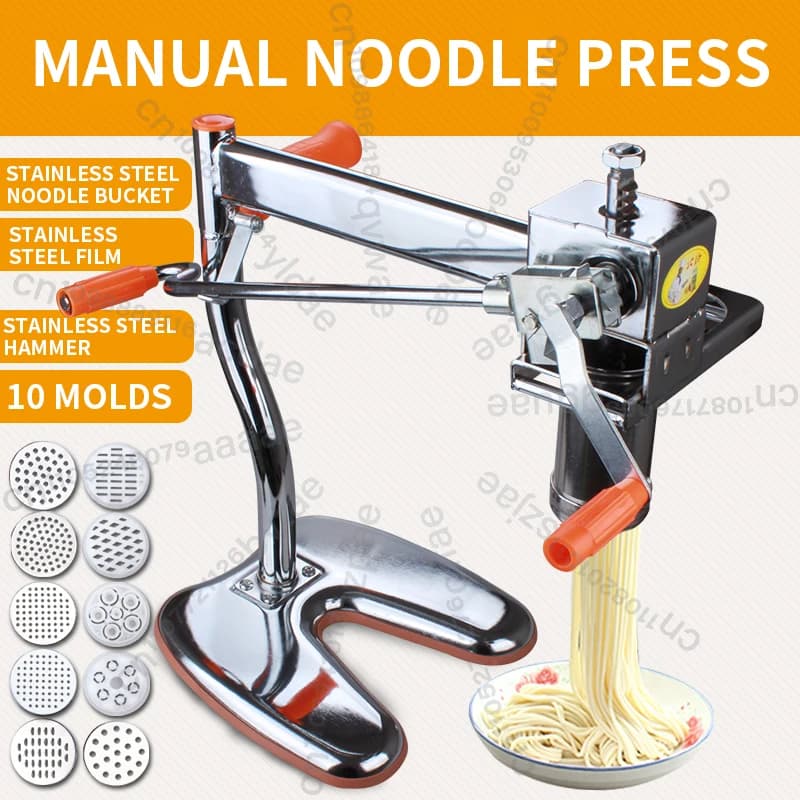 Macchina Manuale per Pasta in Acciaio Inox, Portatile, a Due Assi, per 10 Tipi di Pasta