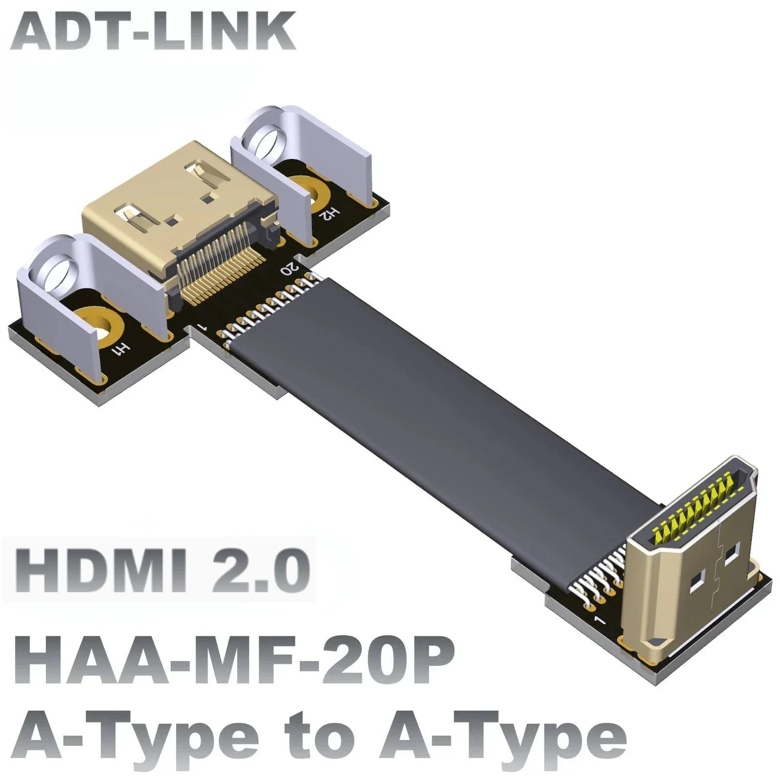 ADT HDMI2.0 Integrated extension cable type A-A standard male-female 2K/144hz 4K/60Hz Angular flat tape for HDTV video extension