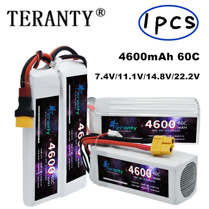 TERANTY 4600MAH Batteria ai Polimeri di Litio 2S 3S 4S 6S 60C Batteria 7.4V 11.1V 14.8V 22.2V Per RC Auto Drone Quadcopter Barca RC Giocattoli