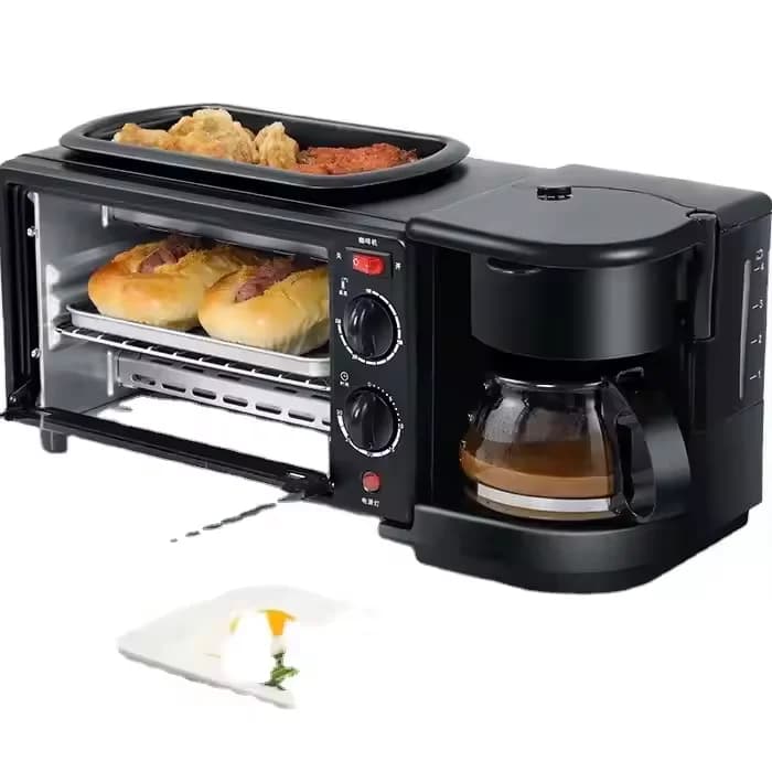 Hot Sale 3 in 1 Breakfast Machine Microwave 3 in 1 Breakfast Station Oven Coffee Maker and Frying Pan