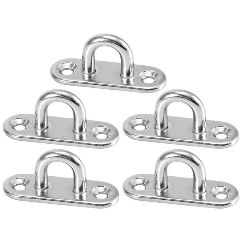 5 Pezzi Ganci a U in Acciaio Inossidabile per Montaggio a Parete, Soffitto, Garage, Amaca, Design a D, Resistenti e Robusti