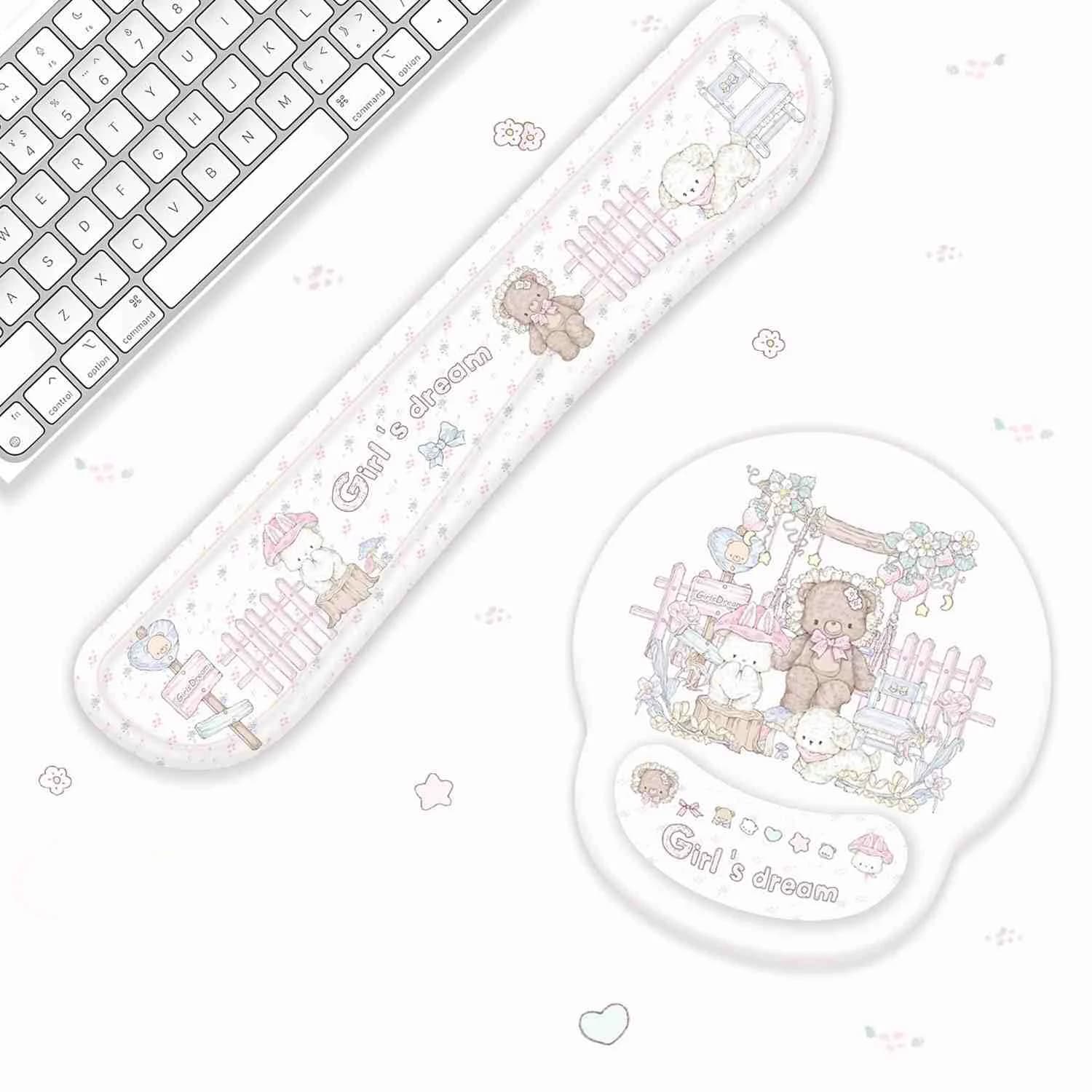Tappetino per mouse da polso per ragazze carine originali Studio per ufficio Tastiera per computer in silicone addensato Supporto per polso Tappetino per mouse da gioco Sottobicchiere