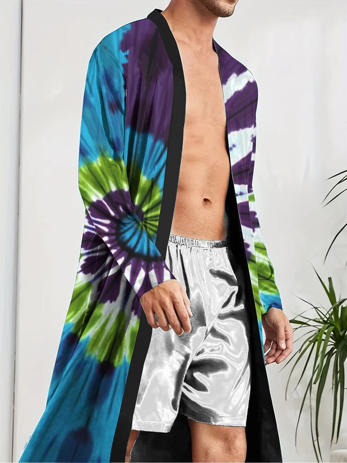 Men's Bathrobe 2026 Pajama Bathrobe Men's Printed Long Pajama Fun Pajama, Quick Drying and Non Fading