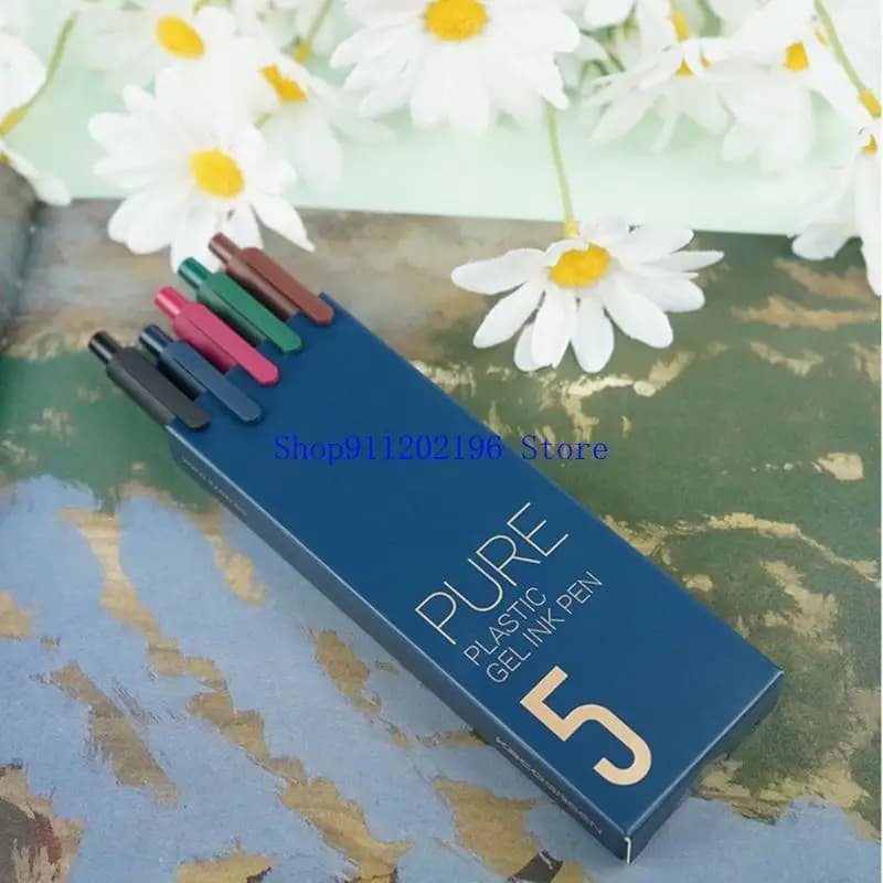 P82A 5PCS Penna inchiostri gel asciugatura rapida Penna gel retrattile 0,5 mm Inchiostri neri per scrittura