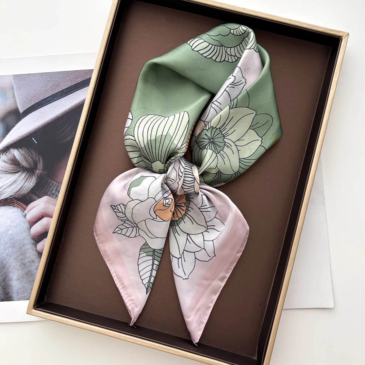 Printed Square Scarf For Women Imitation Silk Scarves Bandanas Luxury Floral Hijab Neckerchief Elegant Beach Shawl Wraps