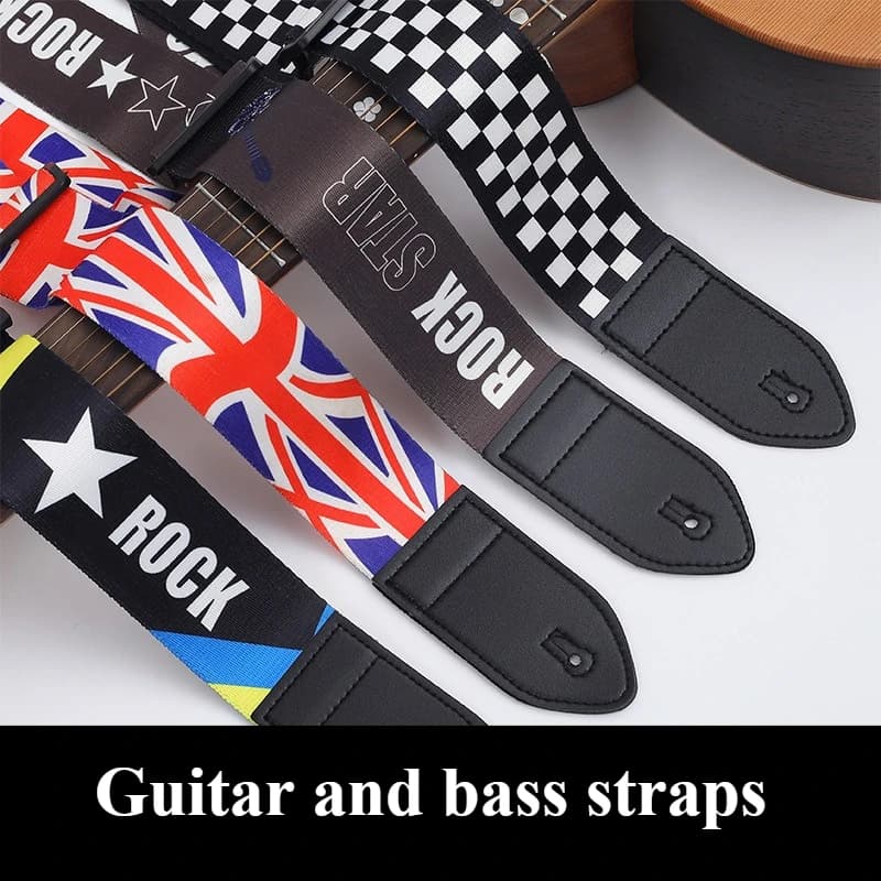 Tracolla per chitarra, tracolla per chitarra folk, trasferimento di calore, cotone poliestere, tracolla, accessori per ukulele