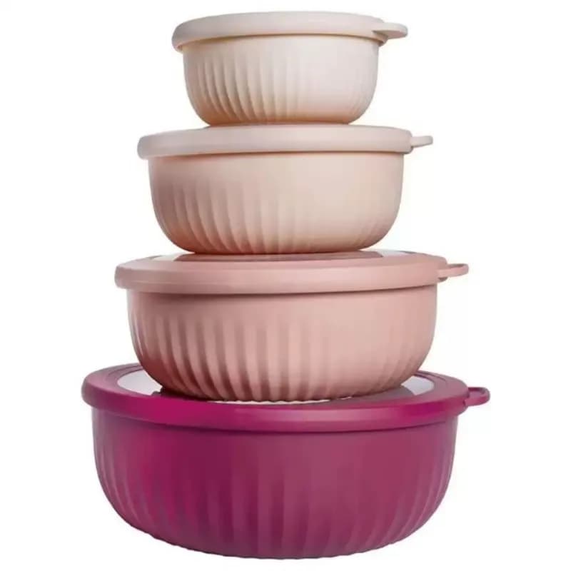 Ciotole per miscelazione larghe da 4 pezzi Set di ciotole per la preparazione dei pasti con coperchi, condimenti per insalata Contenitori per snack per insalata per uso alimentare Forniture da cucina