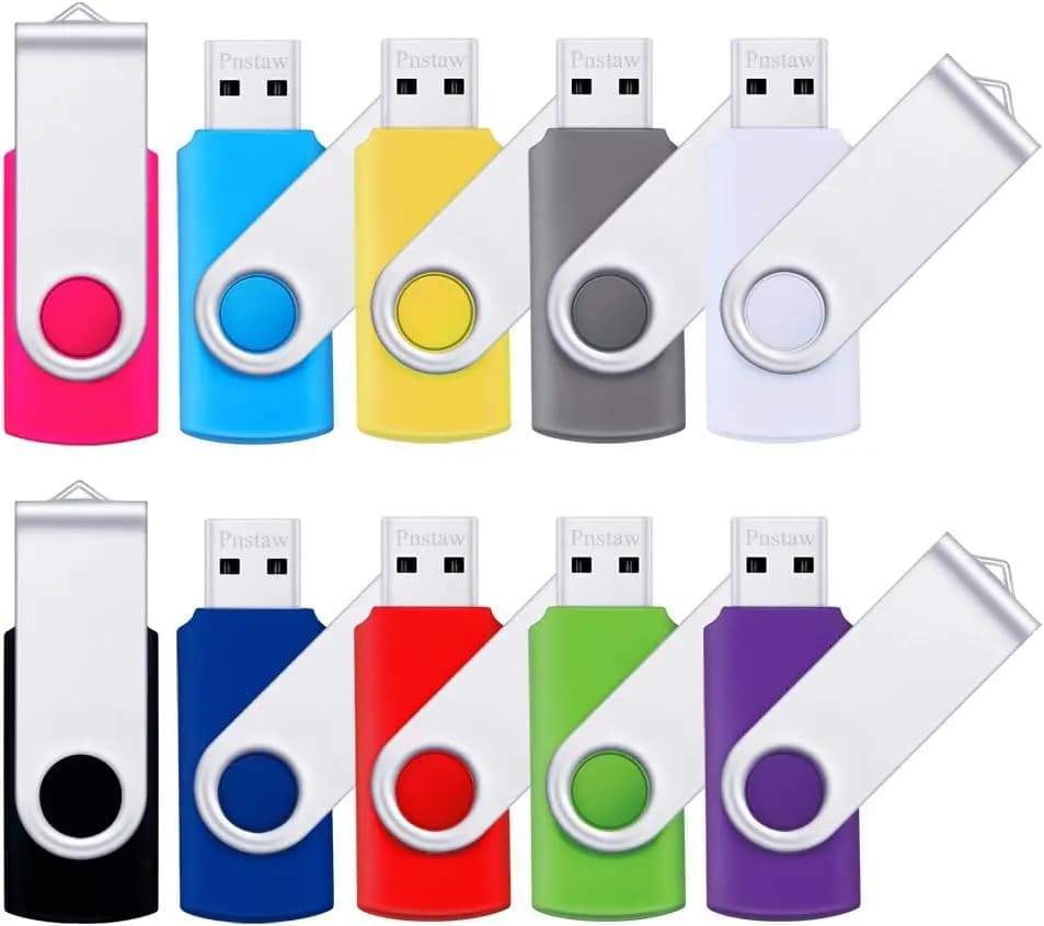 Chiavetta USB 8GB (Confezione da 10) USB 2.0 Girevole, Memoria Flash, Pen Drive per Archiviazione Dati e Condivisione File