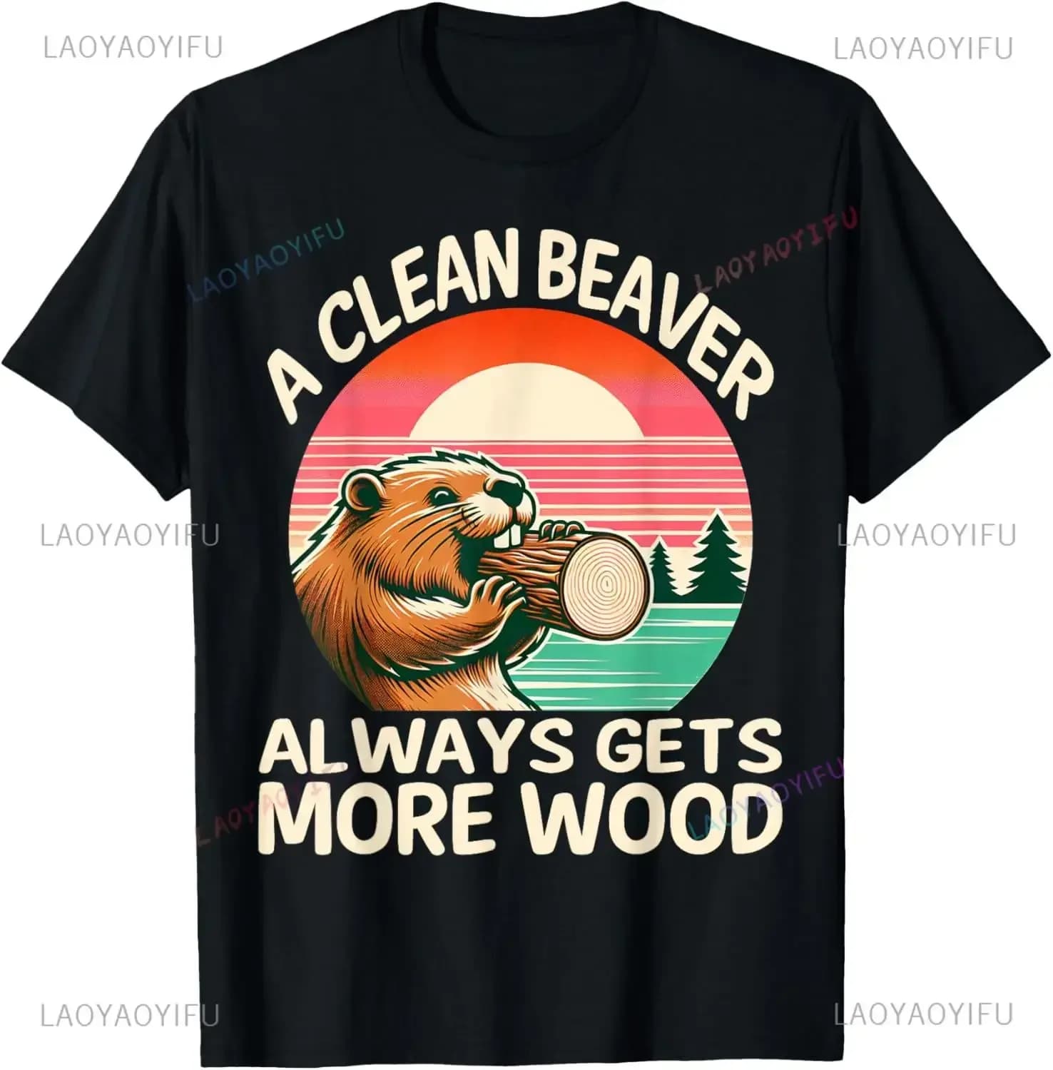 A clean castoro is not always more wood T-shirt funny joke for adults graphic fashion casual t-shirt loose streetwear hip hop Y2k man tee