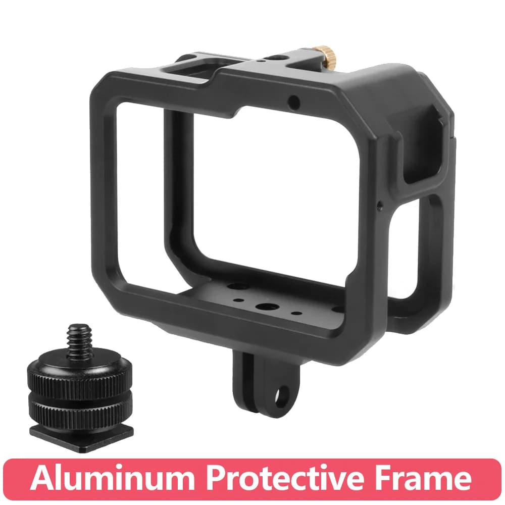 Protective Frame in Aluminium Alloy with Hot Shoe Adapter for Action GoPro Hero Cameras 13 12 11 10 9 Black