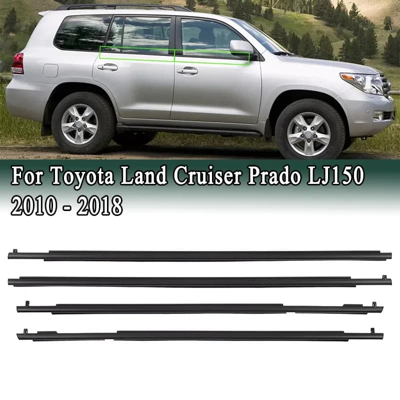 Finestra Guarnizioni Per Toyota Land Cruiser Prado LJ150 2010-2020 Porte Laterali Modanatura Nera Trim Cinture di Tenuta In Vetro Esterno