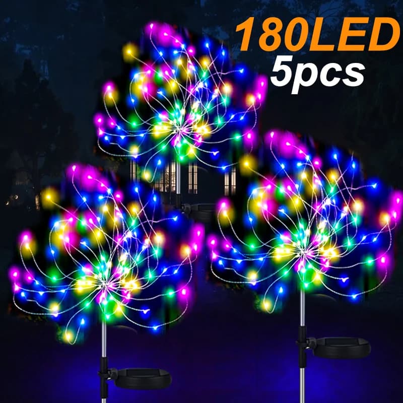 Luci solari da giardino Fuochi d'artificio da fata per esterni Luce Decorazione impermeabile Cortile Pathway Patio Prato Lampada da fiore