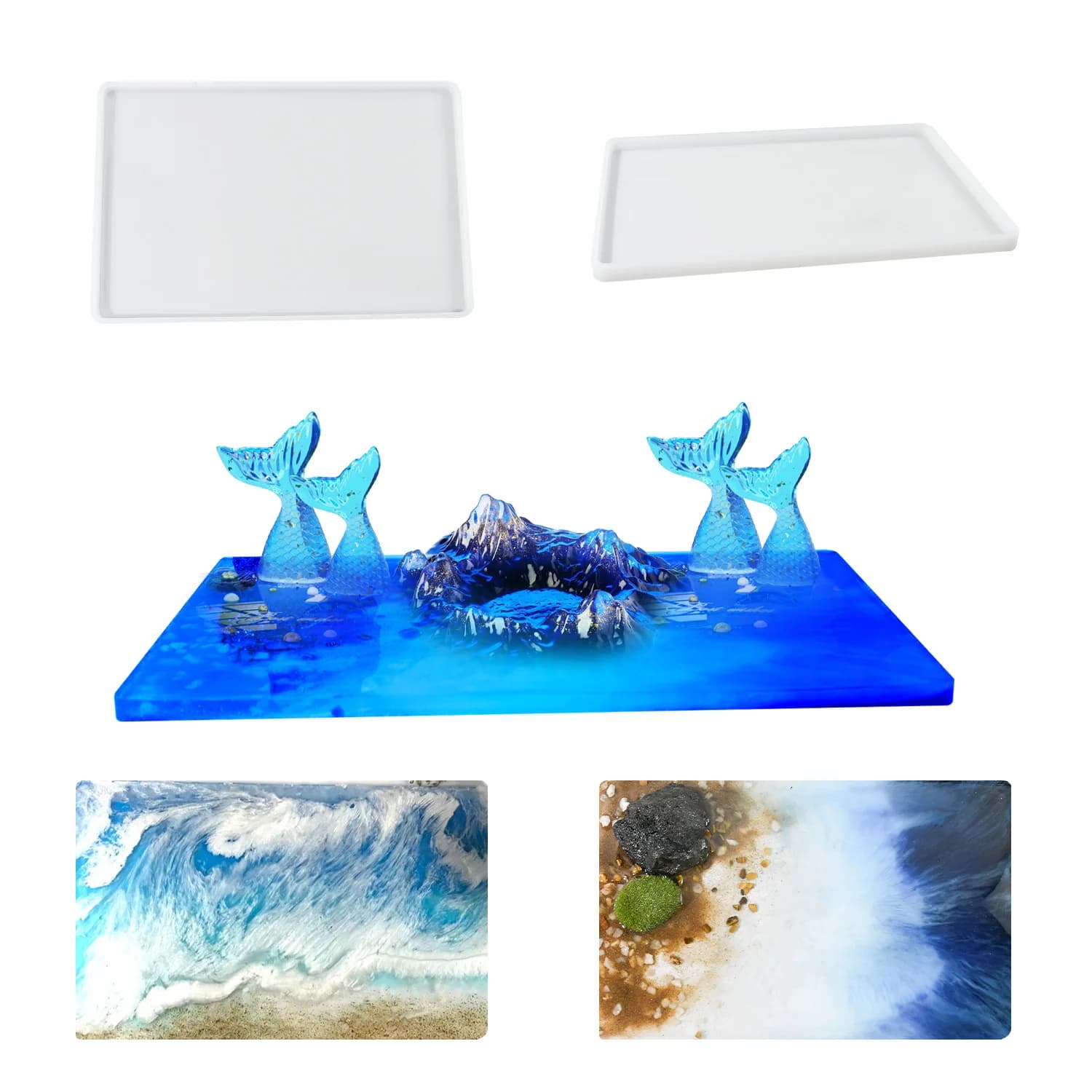 Rectangle Crystal Epoxy Casting Resin Mold Silicone Mold for DIY Table Top Making Rectangular River Table Home Decoration
