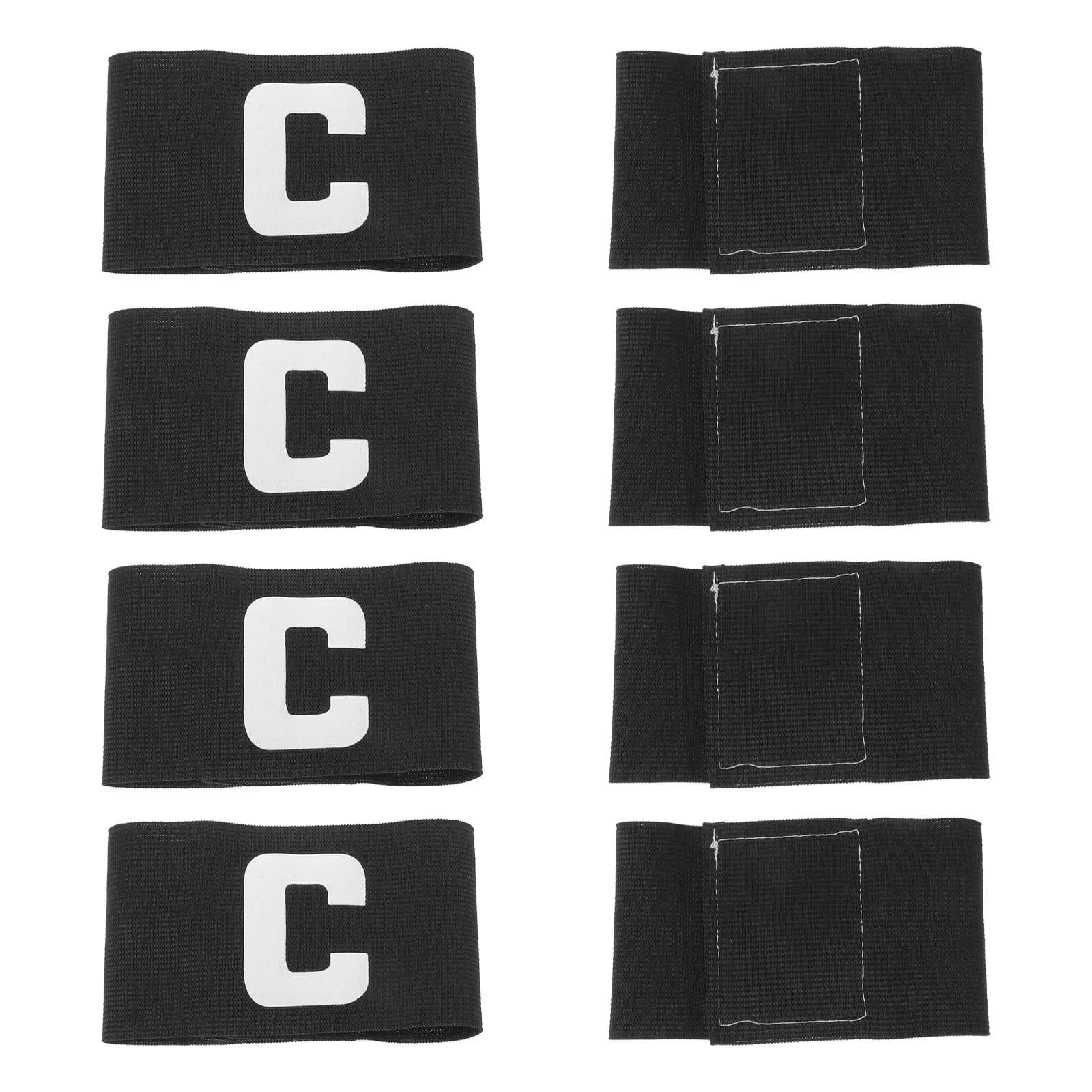 8Pcs Soccer Captain Armband Black Adjustable Elastic Band Non Slip Team Leader Sleeve Youth Adult Football Match Accessories