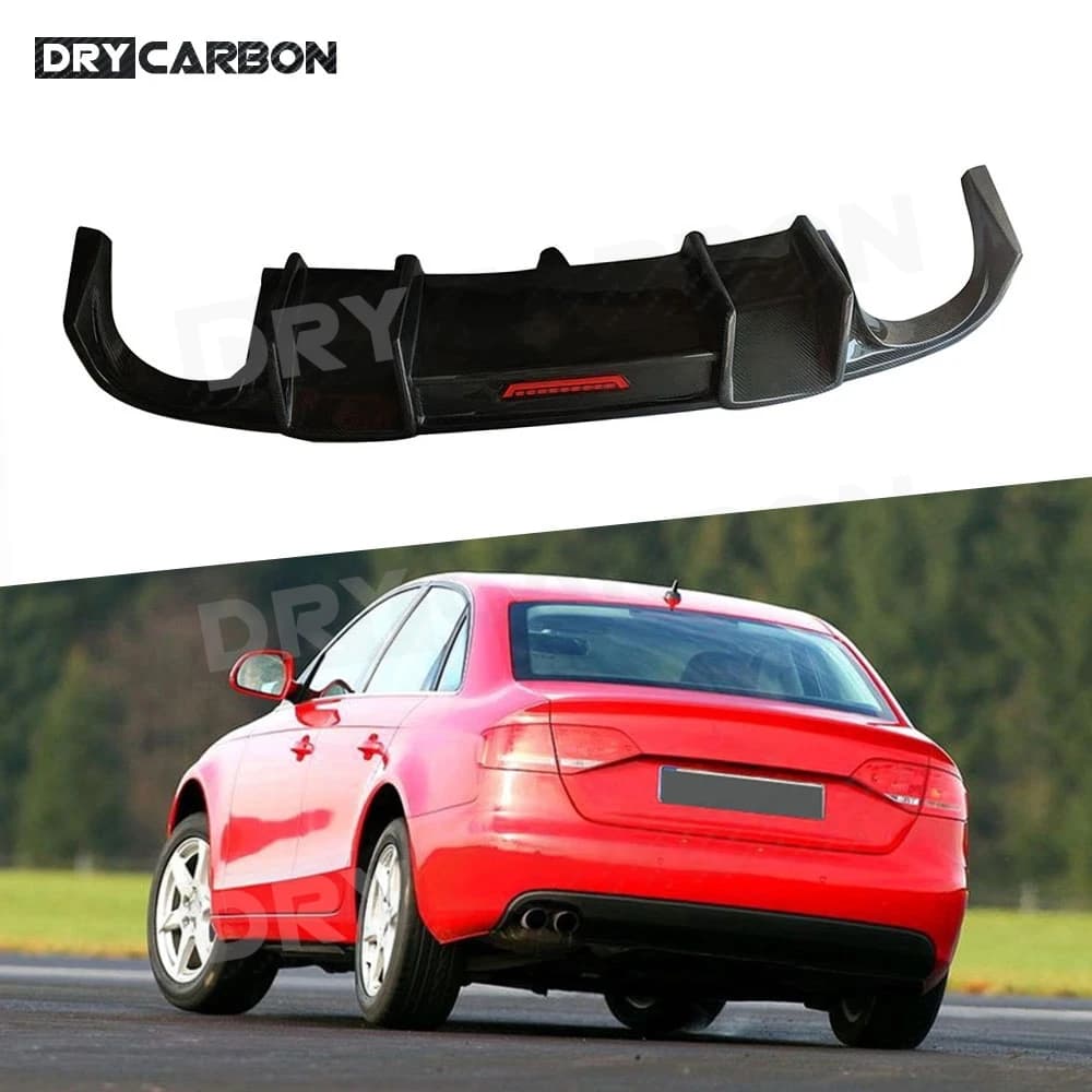 Diffusore Posteriore in Fibra di Carbonio per Audi A4 B8 Berlina 2009-2012, Accessorio per Paraurti Standard, Diffusore Posteriore in FRP