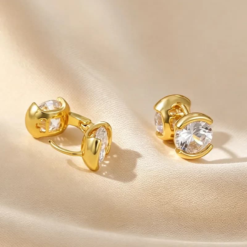 2026 Mozzarella Stud Earrings 18K Gold Plated Cross Buckle Ear Hanging Stacking Earrings