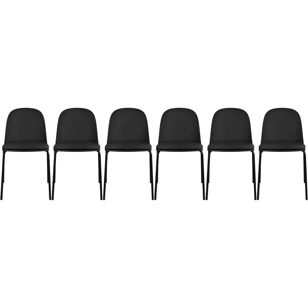 Sedie da Pranzo Impilabili con Braccioli, Sedute in Plastica, Cuscini in Pelle PU, Gambe in Metallo per Casa, Cucina o Patio (Nero)