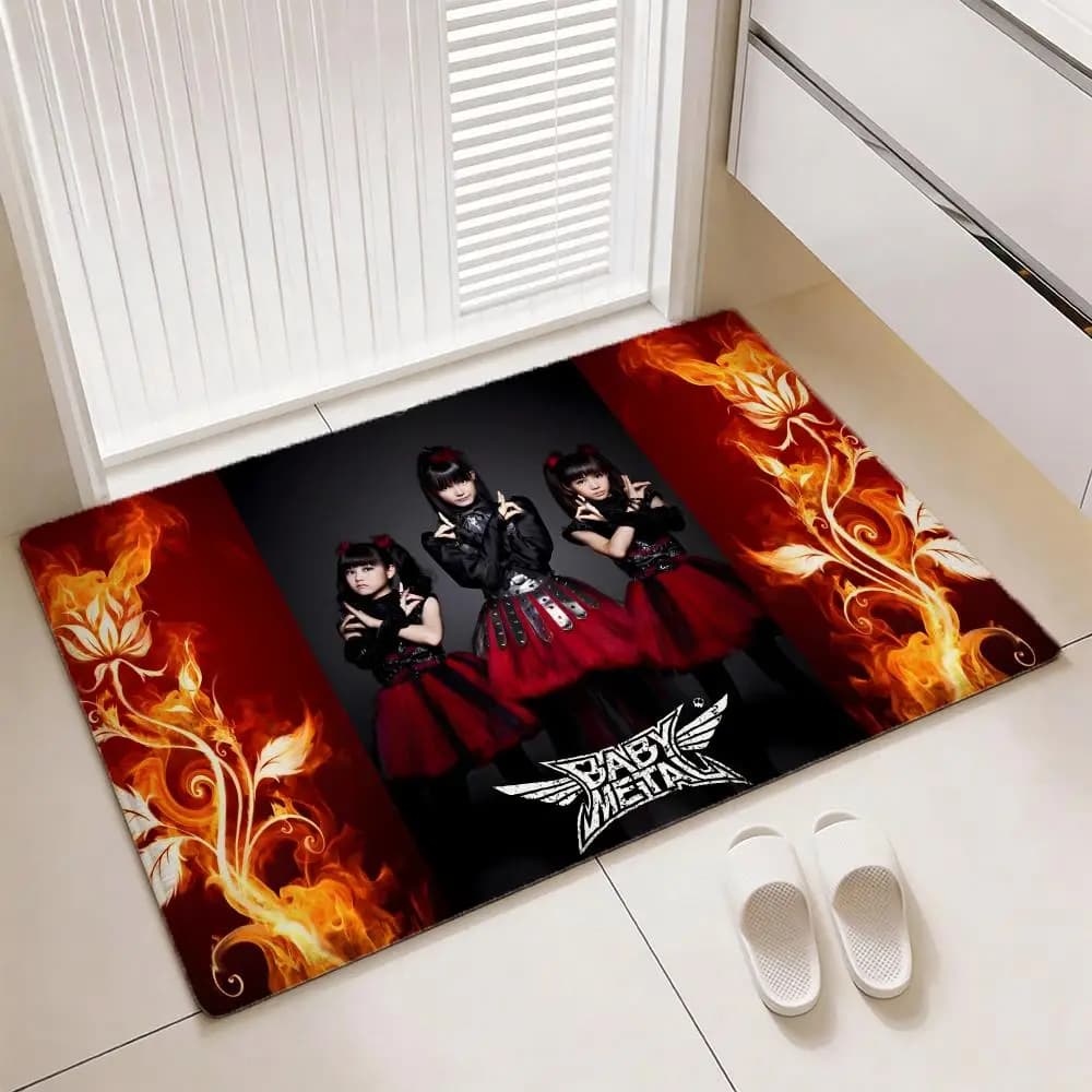 Japanese floor mat Idol B-babymetals, soft and thick flannel door mat, non-slip, for living room, home decoration